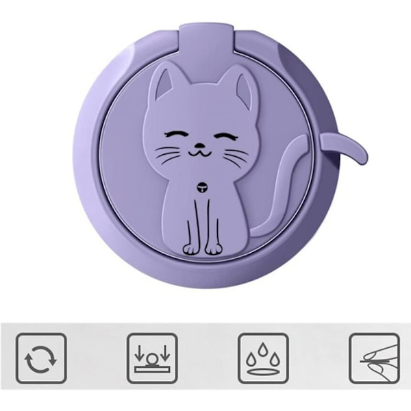 Katt Fingerring Metall Mobilhållare Söta Mobilringstativ Purple