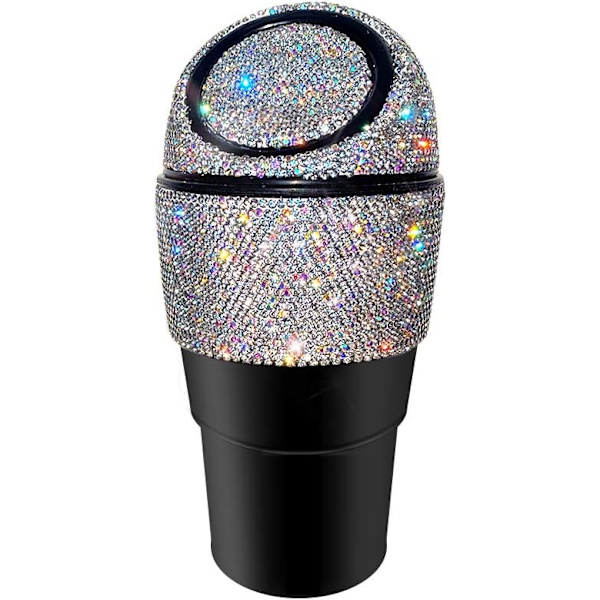 Bling Rhinestone Auto Affaldsbeholder Bil Skraldespand med låg Mini Skraldespand