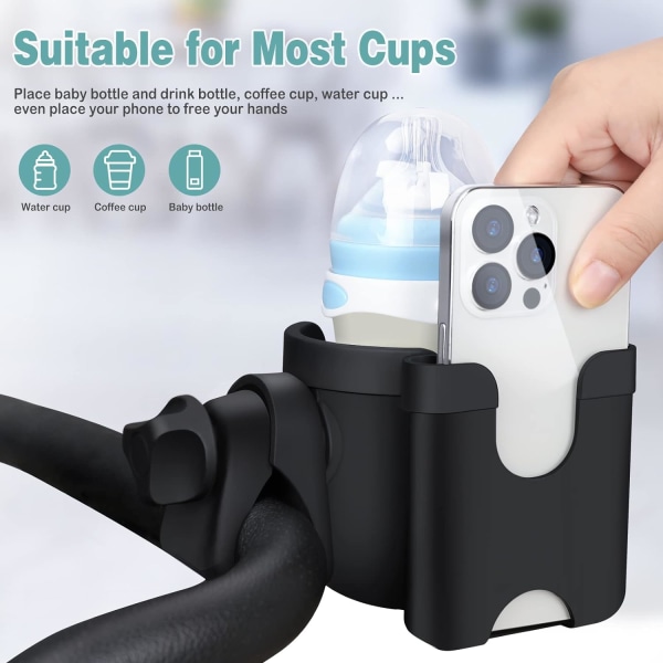 Mugghållare för barnvagn , Gusieapue Universal Mugghållare för sittvagn/barnvagn, Baby för barnvagn, med telefonförvaringslåda