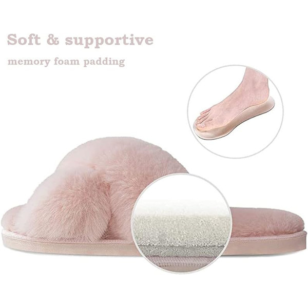 Dames Hjemmesko Varm Plys Hjemmesko Hjemmesko Pels Glide Sandal Åben Tå Hjemmesko