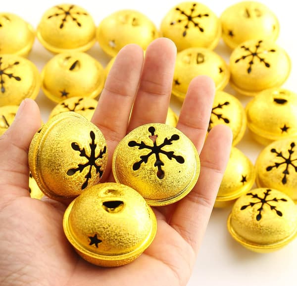 24 stk gull Jingle Bells til håndverk 4 cm metall juleklokker