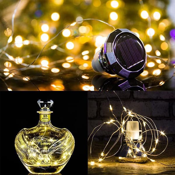 6-pack solcellslampor för vinflaskor, Toifucos 2M 20 LED solcellslampor utomhus vattentäta solcellslampor