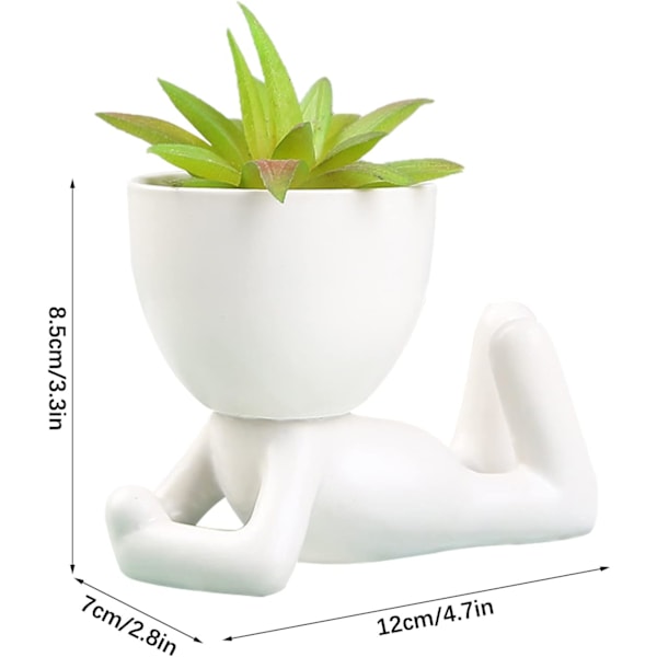 Keramiske Sukkulente Plantepotter, Kreative Små Menneskeformede Blomsterpotter, Små Plantepotter, Hvide Keramiske Blomsterpotter, Små Blomsterpotter color 1
