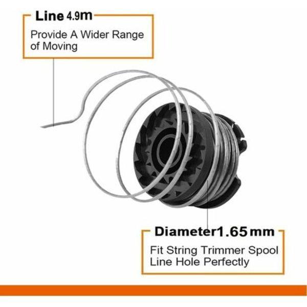 Kompatibel med Nylon Spole Reservedele Plæneklipper Bosch Easygrasscut 18 Art 23 (Ledningslængde 4.9M Diameter ⌀1.65Mm) (Bosch F016800569 / F16800385)