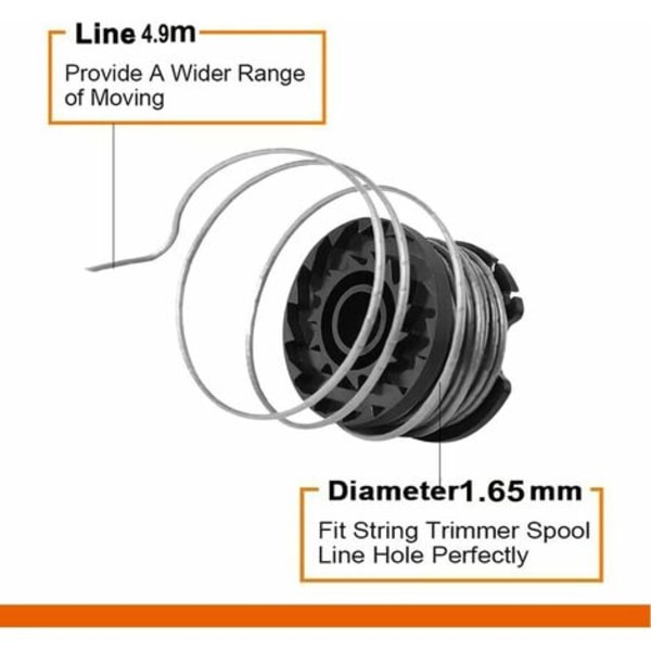 Yhteensopiva nailonkelan varaosien kanssa Ruohonleikkuri Bosch Easygrasscut 18 Art 23 (Johdon pituus 4,9 m Halkaisija ⌀1,65 mm) (Bosch F016800569 / F16800385)