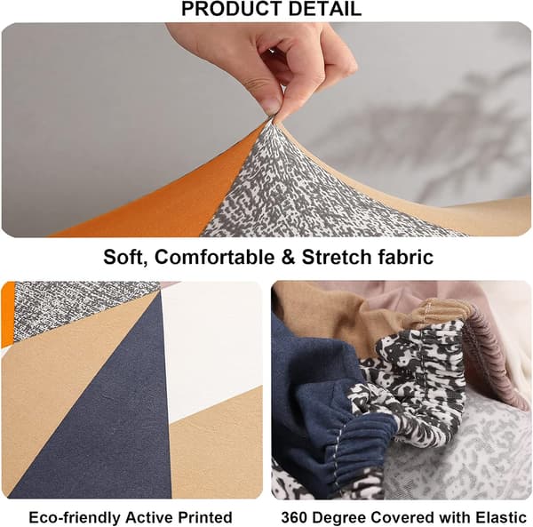 1-delt elastisk sofatrekk, sofatrekk i elastisk stoff med trykt mønster, tilpasset møbelbeskytter (3-seter)