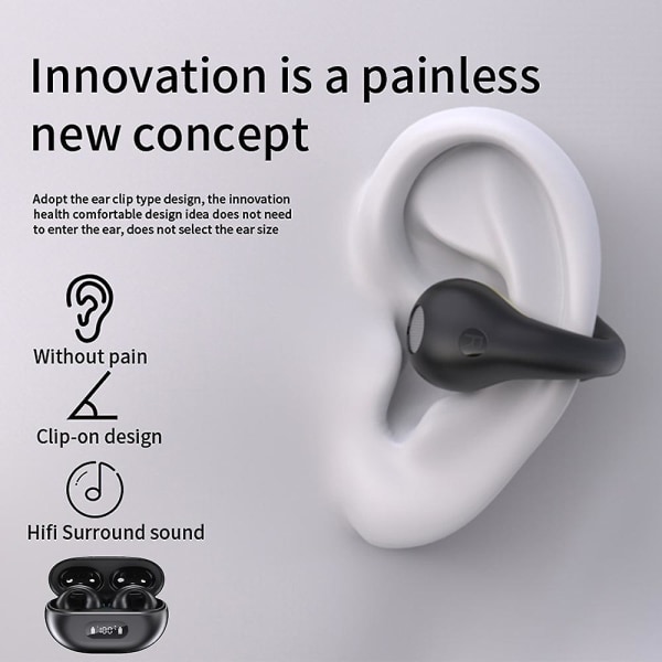 Trådløse øretelefoner Bluetooth 5.3 Open Ear øretelefoner Cykling øretelefoner Støjreducerende headset White