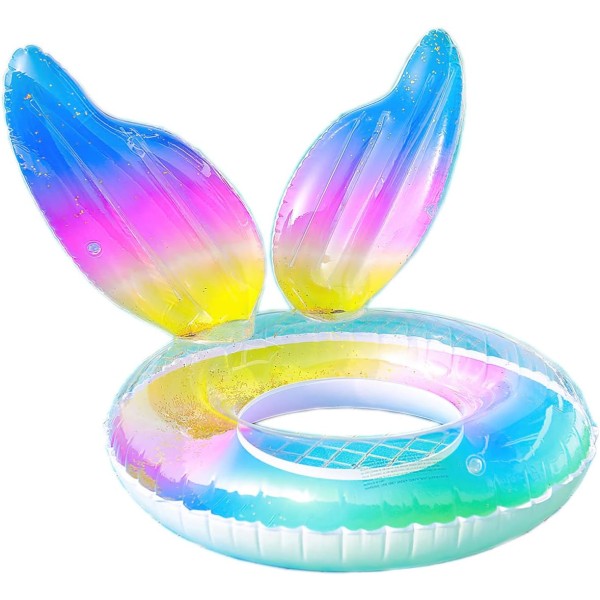 Oppustelig svømmering, pool floats, pool floats til børn og voksne, klare sirene halebøjer,