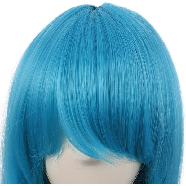 70cm/ 28 tum Lång Lockig Dam Curl Anime Kostym Peruker Cyan blue