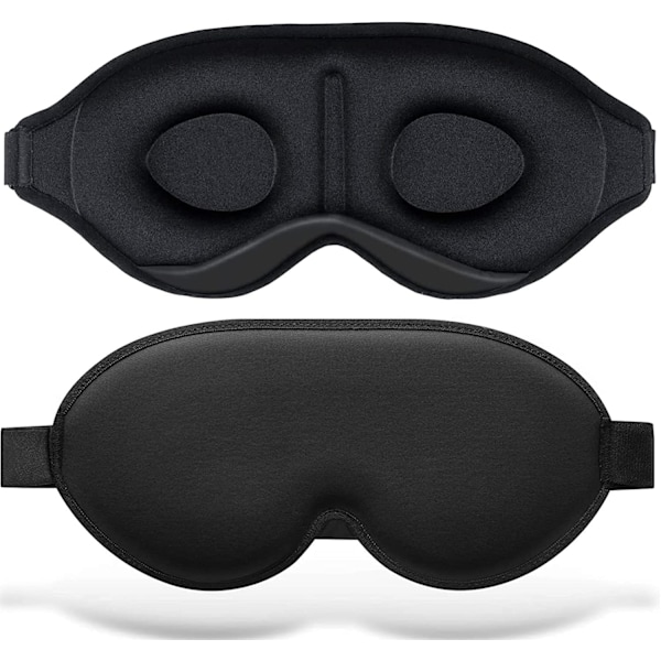 3D Mjuk och Bekväm Sovmask, Ultra-Fit Sovmask för Sidosovare, Ögonmask, Resa, Sömnlöshet (Svart)