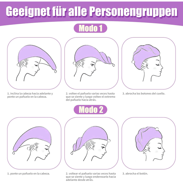 2 st Mikrofiber Hårhandduk, Hårhandduk, Hårmössor med Knappar, Anti-frizz Mikrofiber Hårhandduk, Mikrofiber Hårturban, Superabsorberande Snabbtorkande purple