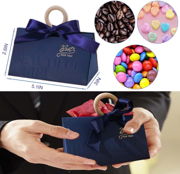 12 Presentaskar, Godisaskar, Presentaskar för Godis, Choklad, Kakor, Perfekt för Bröllop, Examen blue