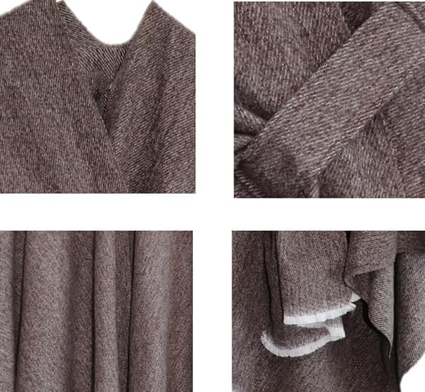 Damponcho, vändbara överdimensionerade sjalar, elegant stickad filtkappa, omlottkofta, kaffe