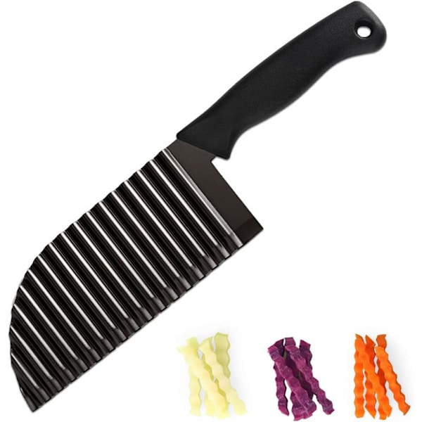 Crinkle Cutter -vihannessilppuri, ruostumaton teräs, syvempi Crinkle-viipaloija, terävä terä, aaltoileva ranskanperunoiden silppuri perunalle, porkkanalle
