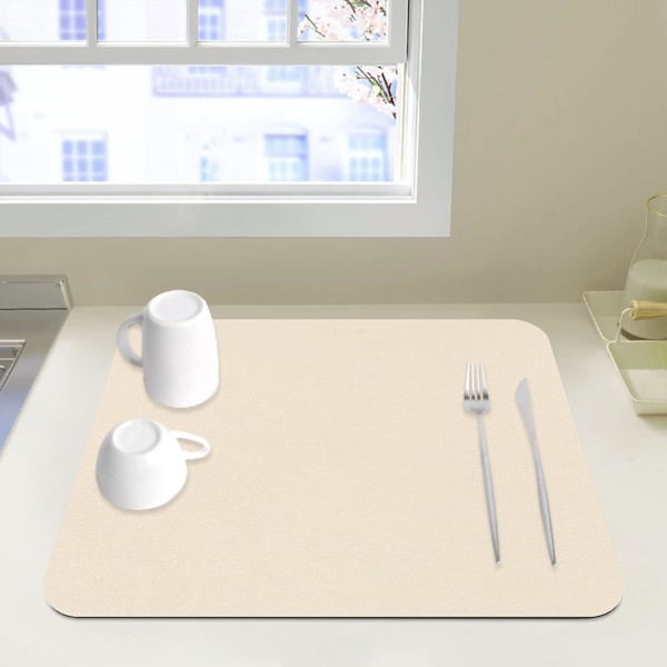 Drænende måtte, superabsorberende opvaskemåtte, hurtigtørrende køkkenvaskemåtte, kaffemaskinemåtte, skridsikker drænmåtte til køkkenbord 40x50cm