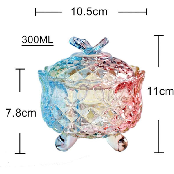 Royal Embossed Crystal Slikæske med Låg, Fod, Smykkeskrin, Slikkrukke, Kagekrukke, Bryllupsslikbuffetkrukker, Køkken