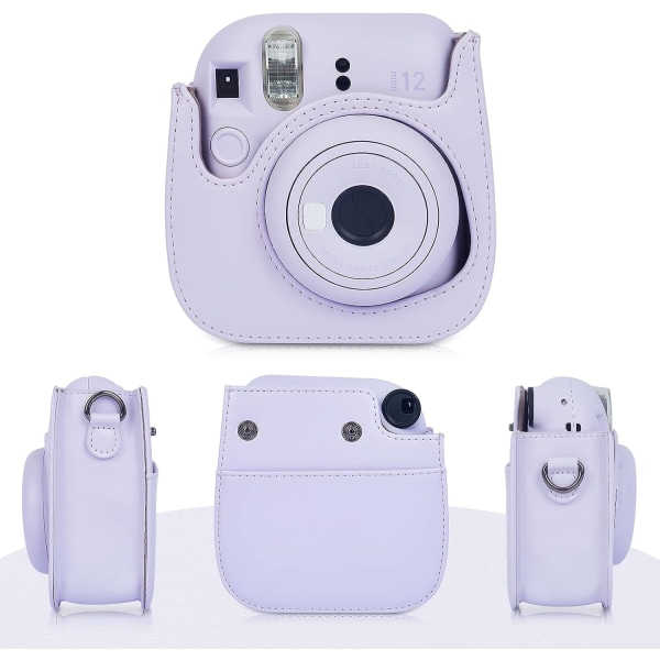 Phetium Instant mini 11 -kameran suojakotelo, yhteensopiva Instax Mini11:n kanssa, PU-nahkainen laukku, jossa tasku ja säädettävä olkahihna (lila)