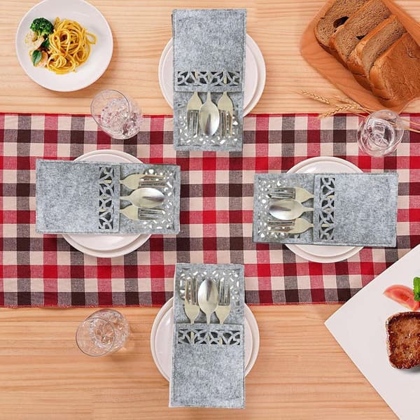 4 Bestickfickor Rektangulär Bestickficka Bestickpåse Bestickhållare Bröllopsdekoration Borddekoration Kniv -10x20cm