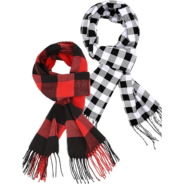 Pieces Women's Warm Plaid Scarves Cozy Winter Plaid Scarf Wrap Shawl(Red Black, Black White)