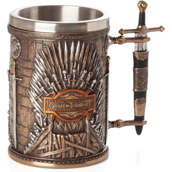 Håndmalt Rustfritt Stål Retro Spill Viking Øl Stein - Utsøkt Harpiks Dekorert Øl Kanne, Nordisk Mytologi Design, Gotisk Stil color 3