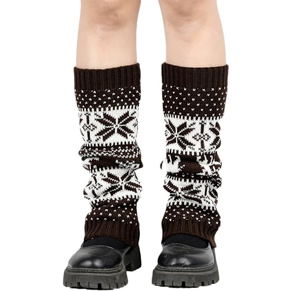 Lumihiutale Neulotuista Sukista Boot Cuffs Sukat Neulo Leg Warmers Talvi Leg Warmers Boot Cuffs Sukat Naisille Ja Tytöille brown