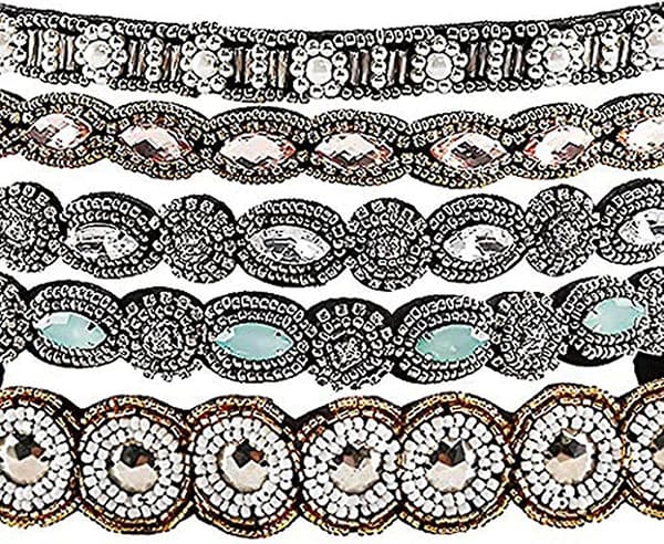 Rhinestone-besatte motehodebånd, 5 stk gave elastiske hodebånd