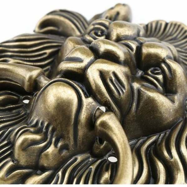 Antik dørhammer i bronze design med tigerhoved