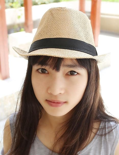 1 stk. Panama Sommer Fedora Trilby Stråhatte Solhatte til Mænd Kvinder Strandhat Klassisk (Khaki)