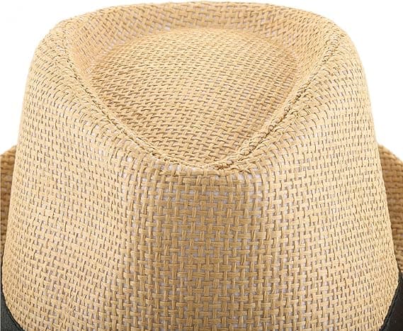 1 stk. Panama Sommer Fedora Trilby Stråhatte Solhatte til Mænd Kvinder Strandhat Klassisk (Khaki)