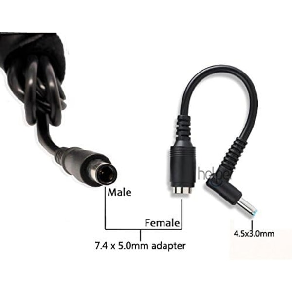 Power Laddare Laptop Adapter Spetskontakt Konverterare för HP-dator 7,4x5,0mm till 4,5x3,0mm