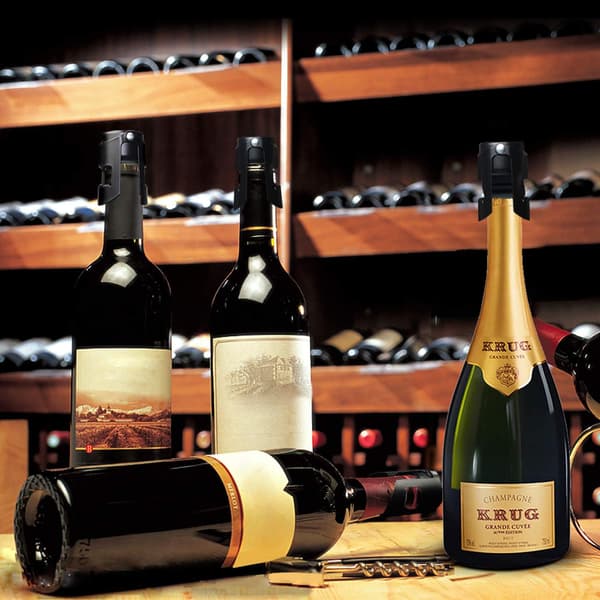 Champagnepropper, vinkorker, rustfrit stål champagnepropper, vakuumforsegling vinkorker, proseccopropper (pakke med 3 sorte)