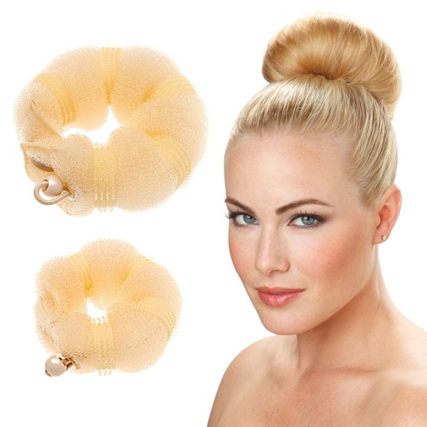 2 st Magiska Hårstyling Twist Ring Former Shaper Donut Chignon Bun Maker Clip Hårlockare Liten & Stor (Vit)