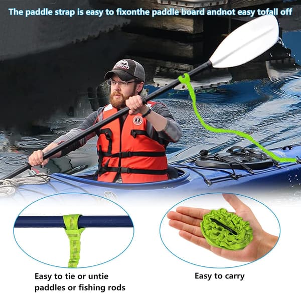 2-pack kajakpaddelkoppel, 1,5 m elastiskt säkerhetskoppel, elastiskt kanotpaddelkoppel med fjäderkrok surfkoppel (orange)