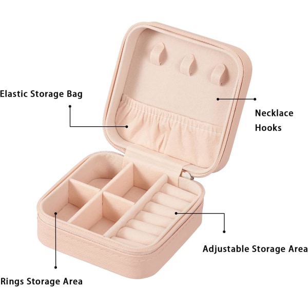 Liten smyckeskrin i PU-läder, reseportabel smyckeskrin, förvaringslådor