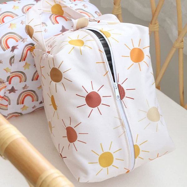 Våte og tørre poser for baby tøybleier - Vanntett pod hengende bleiepose gjenbrukbar, vaskbar