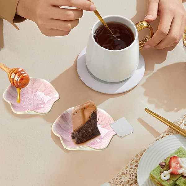 Keramisk Skeholder, Blomsterformet Skeholder til Køkken, Sovseskåle, Sushi Soja Dyppeskål, 2 stk., Pink