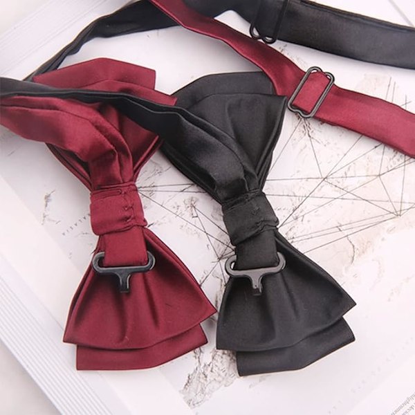 Herrar Förbundna Flugor Batwing Fluga med Justerbar Hakkrok Wine red