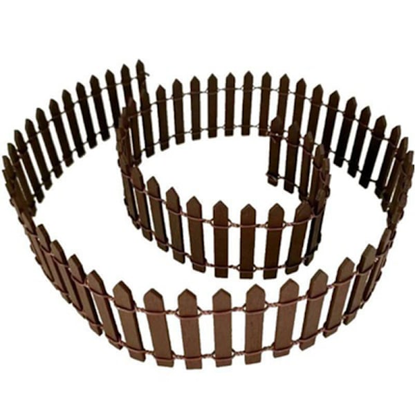 Miniature Havehegn Træ Fleksibel Have Dekoration Mini Træhegn Brun Medium Have