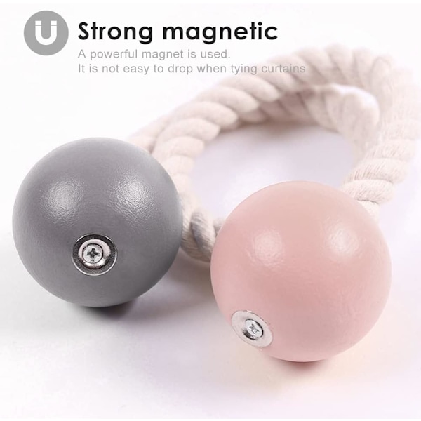 Magnetiske Gardinholdere 4 stk Gardinholdere, Tre Gardinholdere for Hjem, Soverom, Kontor, Hotellvindu Dekorativ. Pink+gray