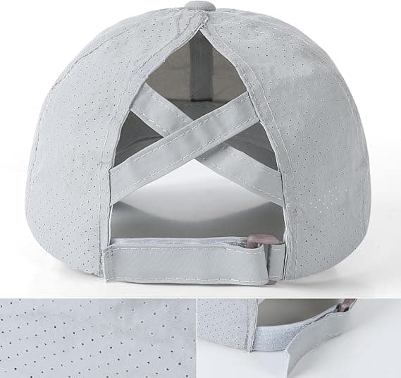 Baseballkasket til kvinder, Ponytail Solhat, Golfkasketter til damer, Krydsjusterbare hatte light grey
