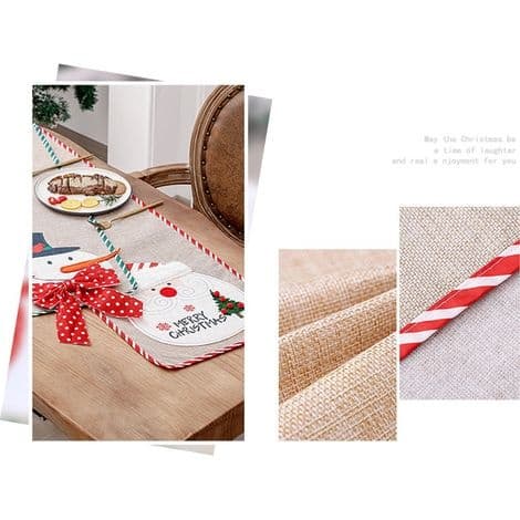 Julbordslöpare i linne med tomtedesign
