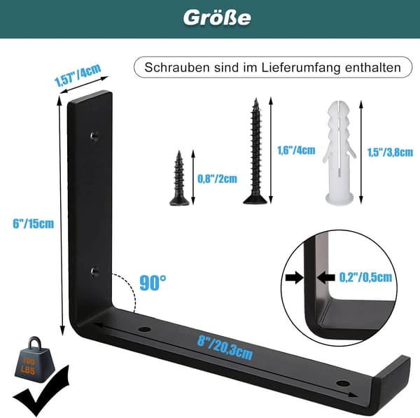 Hyldebeslag Sort, 6 Flydende Hyldebeslag med (20 cm)