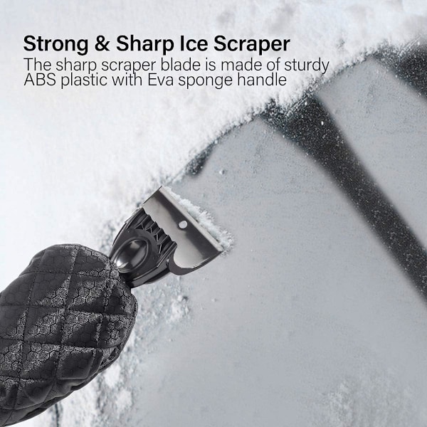 Isskrape, vindusskrape, isskrape med hanske, bilvindusskrape, anti frost vindusskrape for bil SUV/lastebil frontrute (svart)