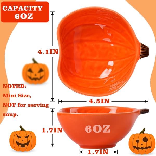 12 stycken pumpaformade ramekiner Halloween-skålar Keramisk pumpaskål 1,7 dl ramekiner för höst Halloween servering av dipp, kryddor