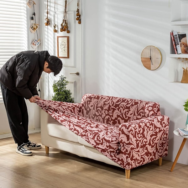 Sofaovertrekk, elastisk sofaovertrekk, anti-ripe sofaovertrekk for kjæledyr Sherlock Red 140cm