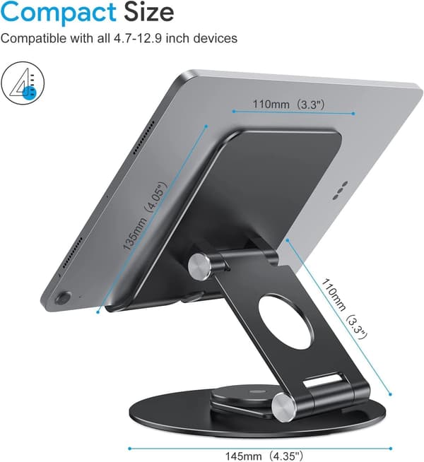 360° roterbar tablet-holder, egnet til tablets op til 12,9 tommer Black