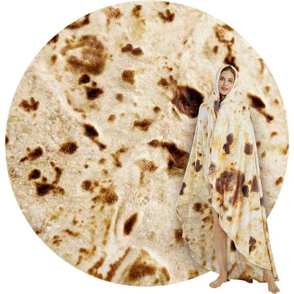 Burritos Tortilla Wrap Teppe, Nyhet Morsomme Gaver Gigant Tortilla Rund Myk Teppe for Barn 卷饼1 120X120CM