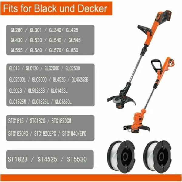 Nylon spole Reservdel för Black and Decker A6481 A6485 AF-100 trimmer (linlängd 9,1 m diameter ⌀ 1,65 mm) (Black & Decker AF-100, 4 stycken)