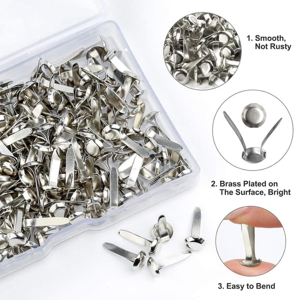 200 stk. splittbinders, 8 mm x 16 mm runde scrapbooking-binders for papirhåndverk DIY-stempling scrapbooking (sølv)