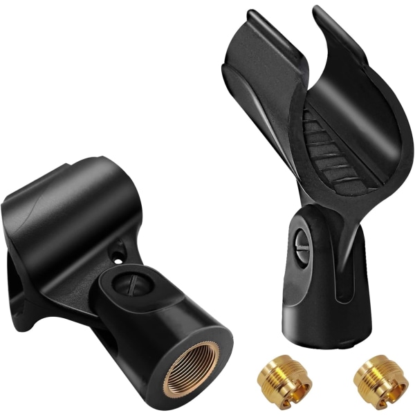 Universal Microphone Clip Holder, Comes with 5/8" Male to 3/8" Female Screw Adapter Suitable for Handheld Microphones, 2-Pack